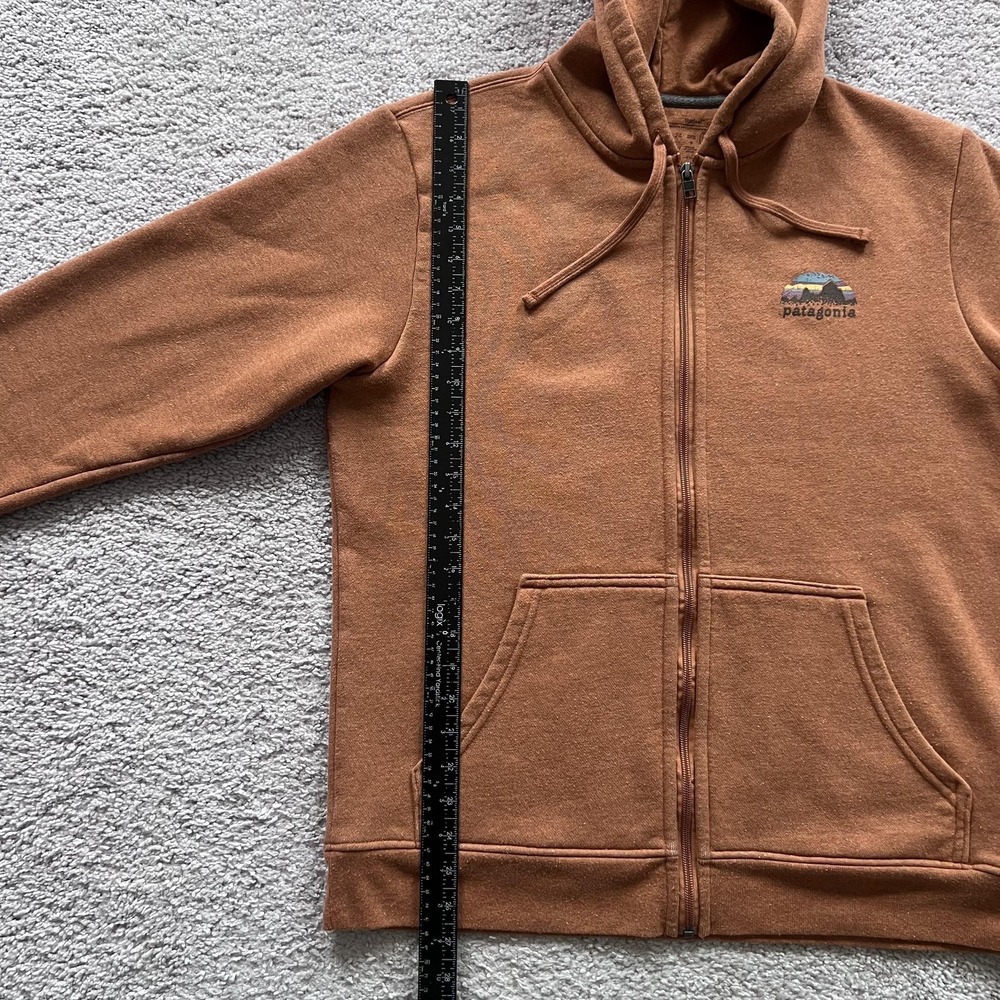 Patagonia Skyline Stencil Uprisal Hoodie Mens Medium Brown Full Zip - Picture 13 of 16